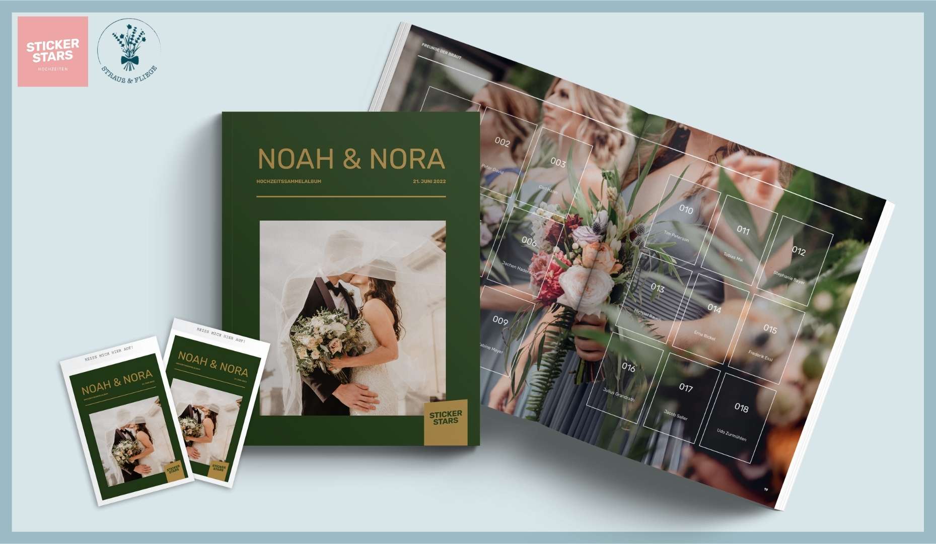 Geschenk zur Hochzeit | Fotoalbum als Gastgeschenk, Spiel und zur Erinnerung | Strauß & Fliege